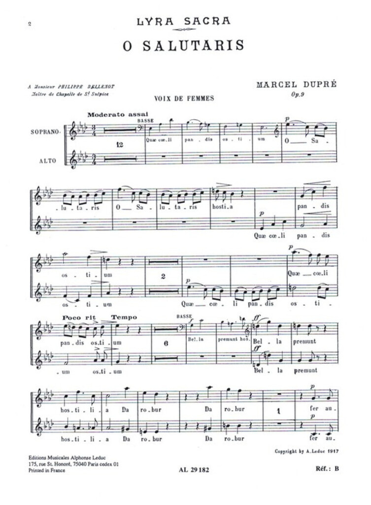 Marcel Dupre: 4 Motets Op.9, No.1: O Salutaris